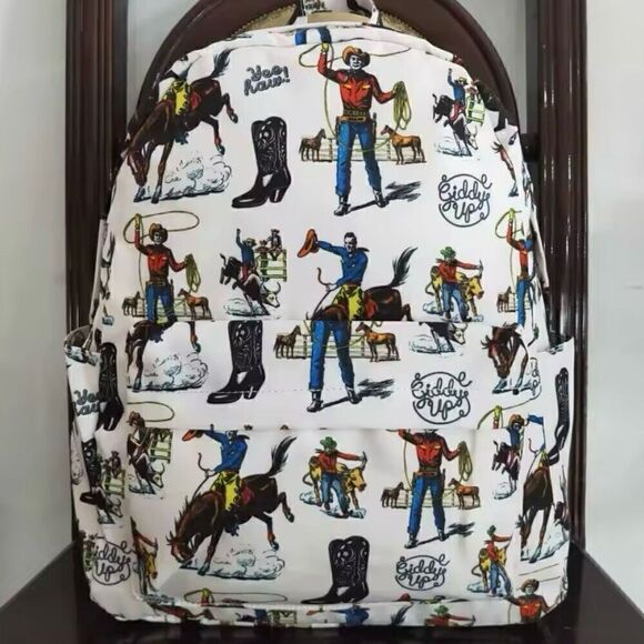 New Retro Western Cowboy Style Backpack Womens Kids Casual Travel School Bag